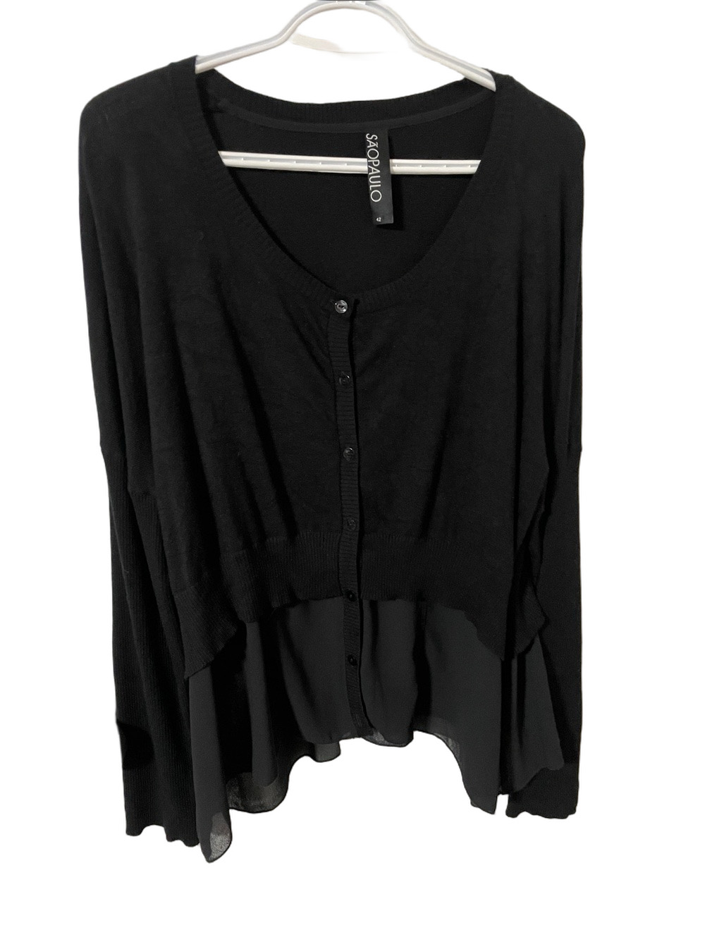 São Paulo Black Layered Button-Front Cardigan Size 44